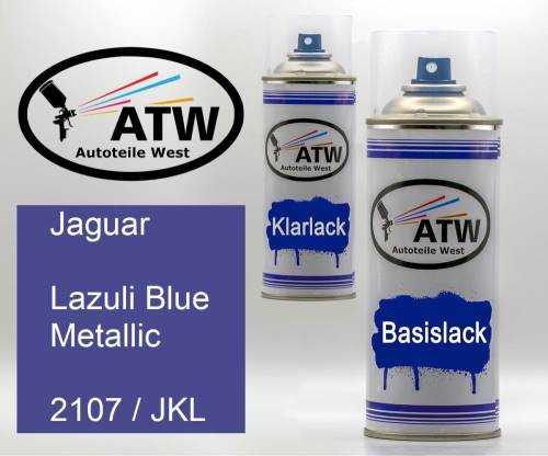 Jaguar, Lazuli Blue Metallic, 2107 / JKL: 400ml Sprühdose + 400ml Klarlack - Set, von ATW Autoteile West.